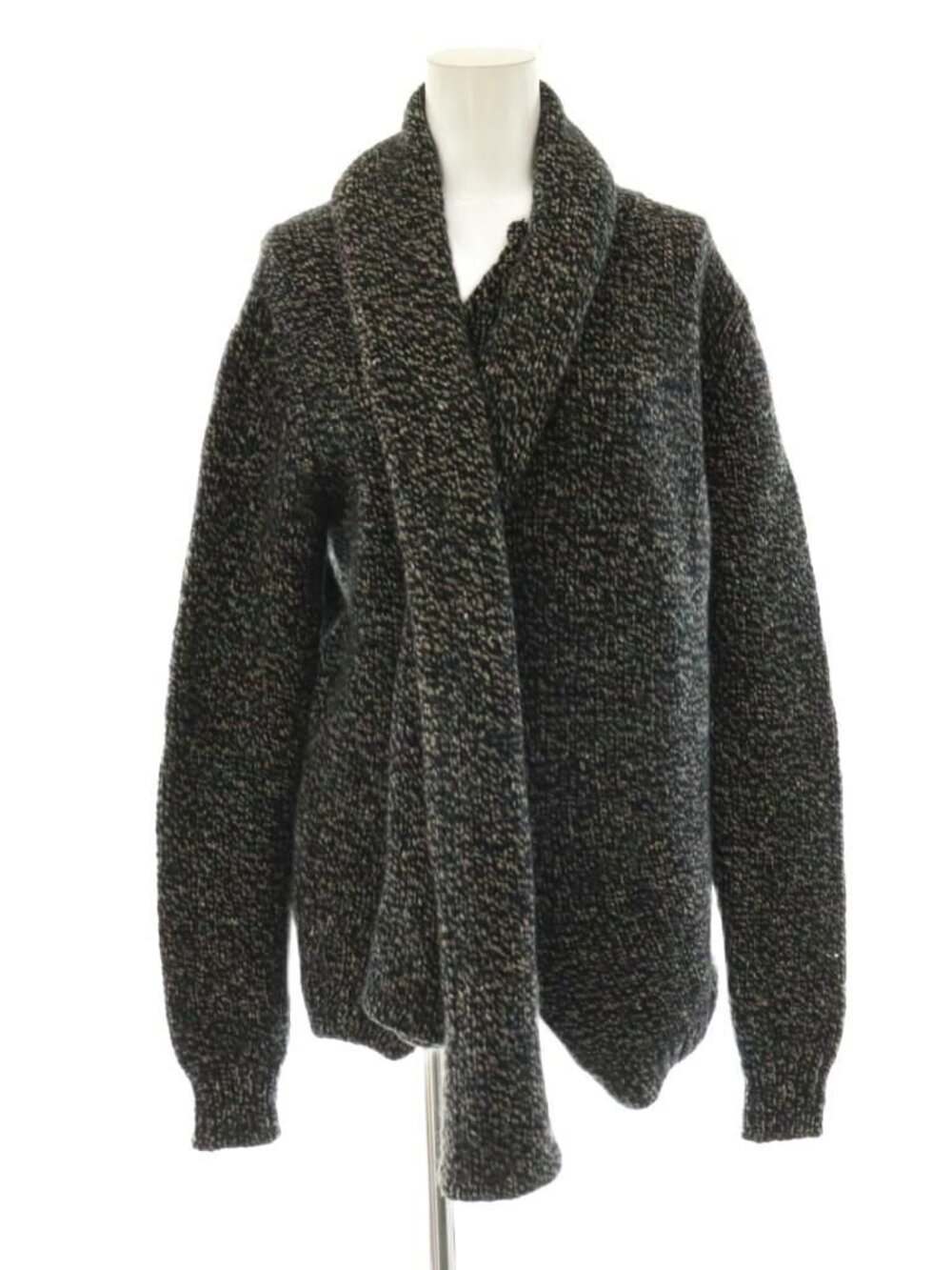 Bottega Veneta Shawl Cashmere Wool Pullover Knit Sweater Long Sleeve 44 Black